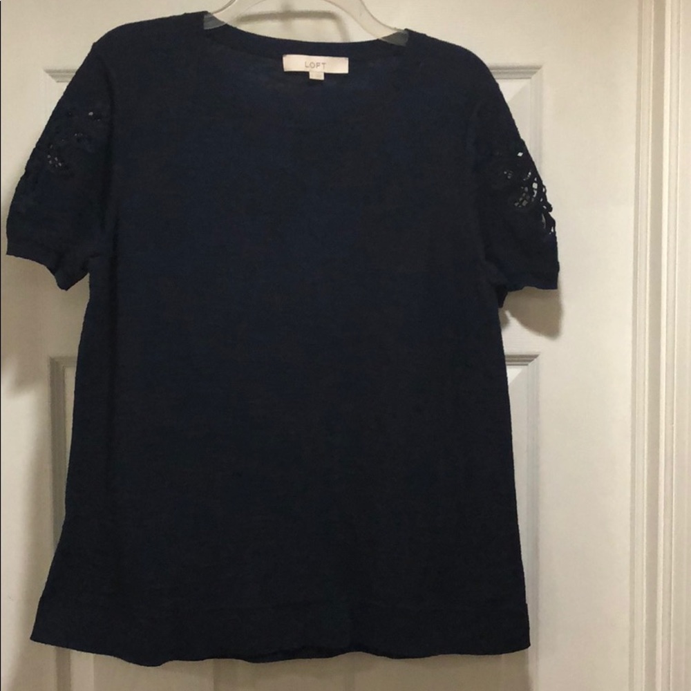 Loft navy blue top with sleeve detail